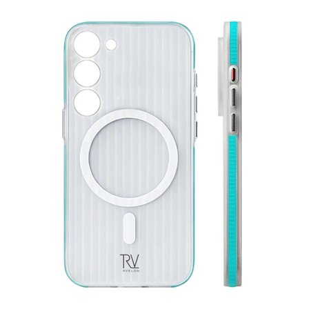 Samsung Galaxy S23 Mobilskal Korrugerad med Magnet Rvelon - Blå