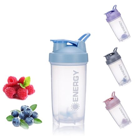 Protein Shaker Cup med Blender Ball Fitness Shaker Cup Portabel Milkshake Cup BPA-fri, 500ml (Blå)