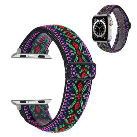 Apple Watch Series 6 / 5 44mm nylonkuvioinen kellonauha - Kolmivärinen Heimokukkakuvio Multicolor