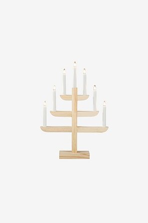 Jotex - 7 Lys Træ 46 Cm Natur - El-lysestage - Køb Adventslysestager hos Jotex