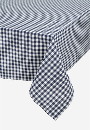 Cellbes of Sweden - Vävd, rutig duk - marin/vit/rutig - - 140 x 350 cm