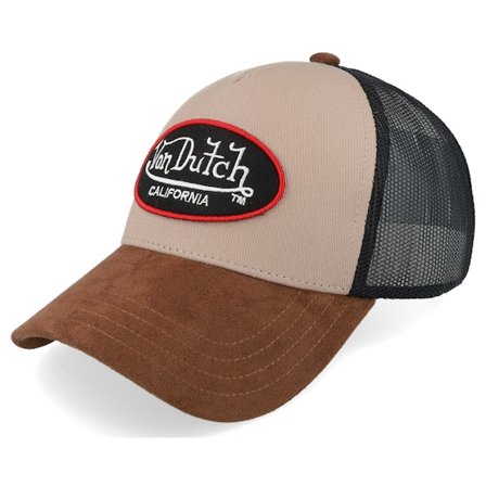Von Dutch - Beige - trucker - Cap - Oval Patch Beige/Suede Trucker - Hatstore