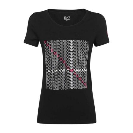 Emporio Armani EA7 Logo embroidered t -shirt , Zwart , Dames , Maat: S