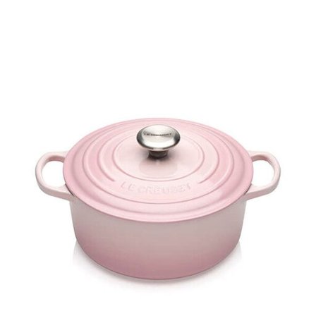 Le Creuset Signature Gjutjärn Rund Gryta 24cm Shell Pink 4,2L Kastruller & grytor Rosa 4,2 L
