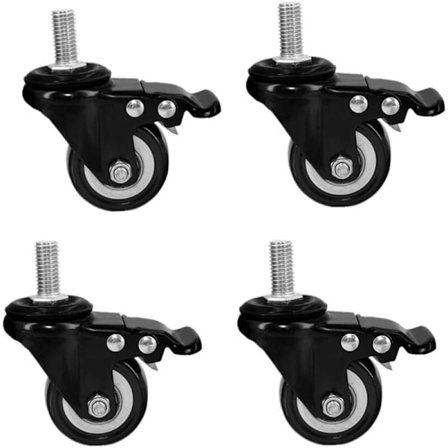 M8x25mm Drejelige Hjul, 240kg Belastning, 4 stk, Bremse, PU til Møbler
