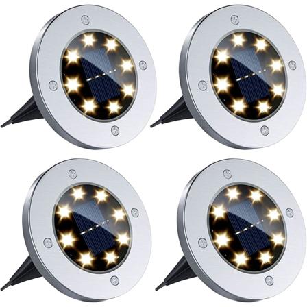 Utomhussolar trädgårdslampa, varmvit solarlampa för trädgård 4 Pac