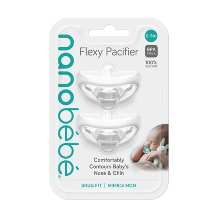 Nanobébé Flexy Soother Smokk, 0-3 mnd, hvit, 2 stk.