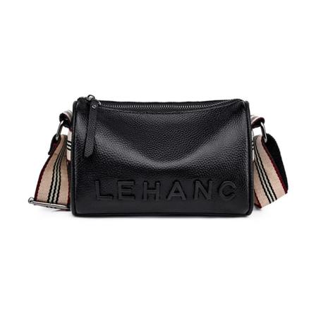 Kvinner Dame Håndveske First Layer Kuskinn Crossbody Bag Bred skulderstropp sylindrisk veske Black