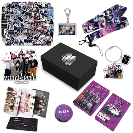 BTS periferi støtte gavepakke stand nøglering klistermærke 9 års jubilæumsgaveæske