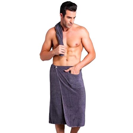 Handduk med Knappar - Grå - 70 x 140 cm