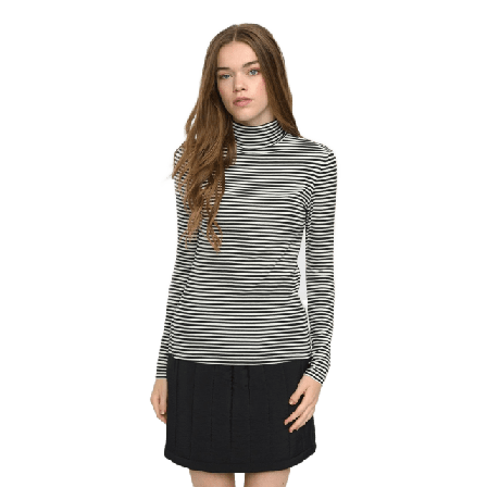 Soft Rebels Srfenja Stripe Rollneck Top - Black Blusar Dam Svart XL