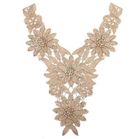 Hääpukuun virkattu pitsiapplikaatio, kirjonta, kaulus, pääntie, koriste, DIY-ompelu, käsityö (#1)