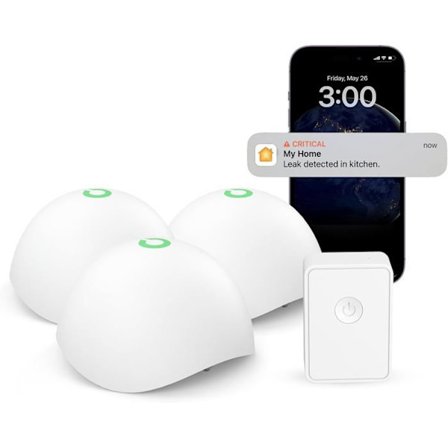 Intelligent Vattendetekter Meross 3-pack med Hub - Kompatibel med Apple HomeKit