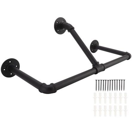 22 tums industriell rör klädställ väggmonterad klädhängare järn klädstång för hem hotell