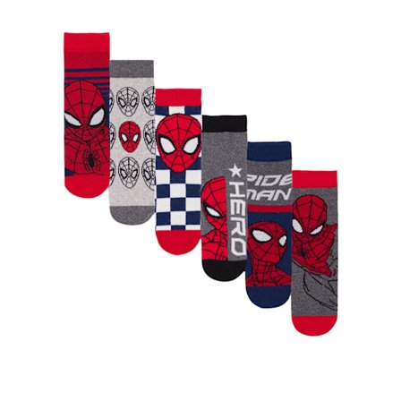 Spider-Man Pojkestrumpor (6-pack) 13 UK Barn-2 UK Flerfärgade