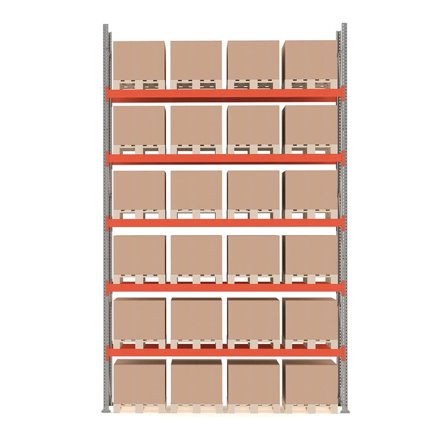 Pallställ, grundsektion, 24 pallar, 500 kg/pall, höjd: 6000 mm