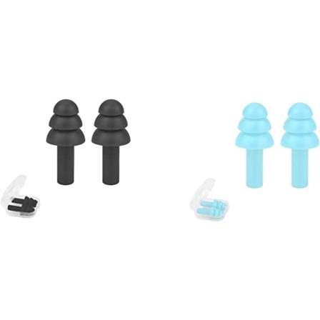 2 par myke silikon soveøreplugger (svart og blå), støy