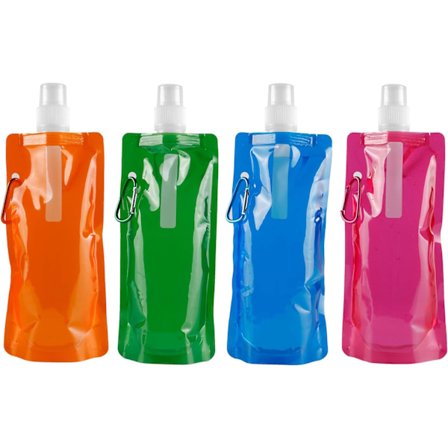 4 Styk Sammenklappelige Vandflasker Genanvendelige Drikkflasker med Klips til Cykling, Vandreture, Rejser, Udendørsaktiviteter (480ML)