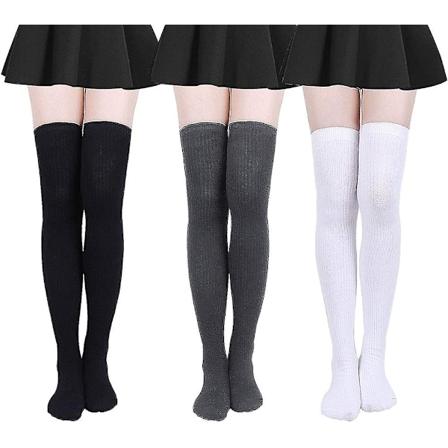 3 par med cosplay knestrømper for kvinner, japanske kvinnestrømper, europeiske og amerikanske collegestil stripete sokker, JK-sokker