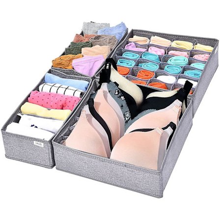 Garderobe Undertøj Skuffeinddelere 4 Sæt, Grå
