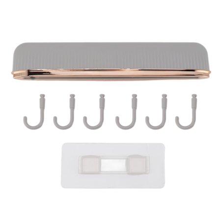 Väggmonterade krokar 6 krokar 1 skena ABS Enkel installation Tunga Laod-lager Väggkrokar för kökshandduksrock Hatt Grå