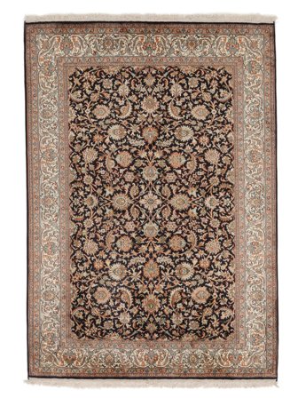 126X182 Tappeto Orientale Kashmir Puri Di Seta Marrone/Nero (Seta, India)