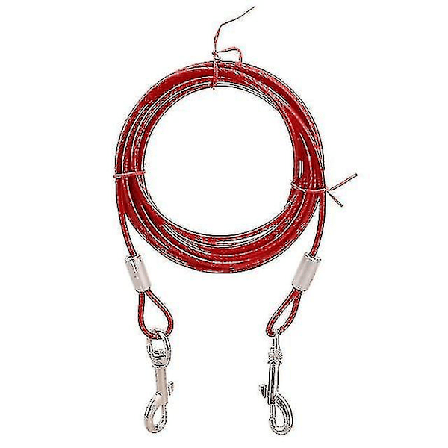 Ståltråd Hundekobbel for To Hunder Anti Bite Tie Out Kabel Utendørs Ledning Dobbel Kobbel