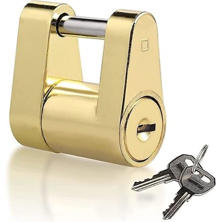 Koppling och dragkrok lås stål med mässing beläggning dragkrok koppling lås kompatibel med släp båt bil - Lätt att använda Mått Dia, Längd