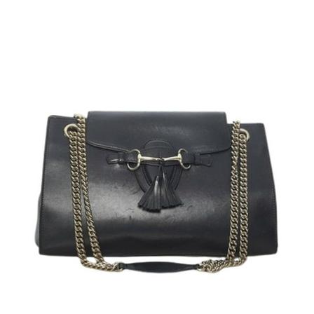 Gucci Vintage, Pre-owned Leather Emily Shoulder Bag Zwart, Dames, Maat:ONE Size