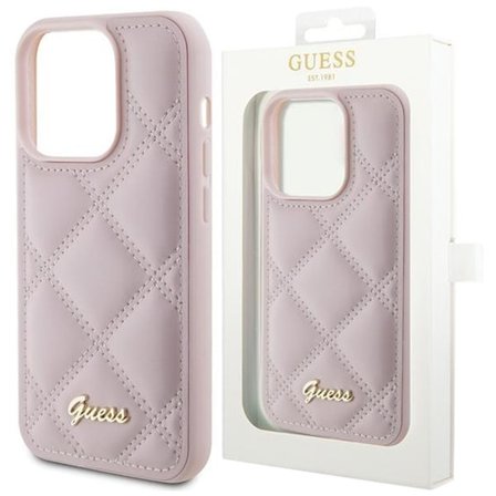Guess Quilted Metal Logo Deksel til iPhone 15 Pro Max - Rosa