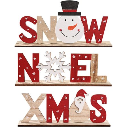 3 st julskyltar i trä, bordsdekoration i trä, julskylt i trä, monterad dekoration i trä