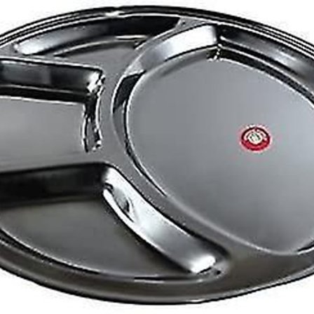 Rund Thali med 4 rom, Rustfritt stål med 4 rom