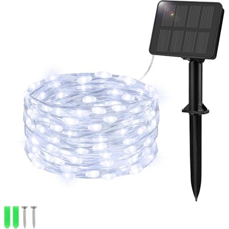 Solar Lyskæde Udendørs Have, 5M50LED Solcelledrevet Vandtæt Lys, 8 Tilstande Kobbertråd Solcelle Dekoration Lys
