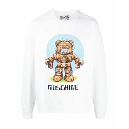 Moschino, Sweatshirt Biały, Mężczyzna, Rozmiar: S