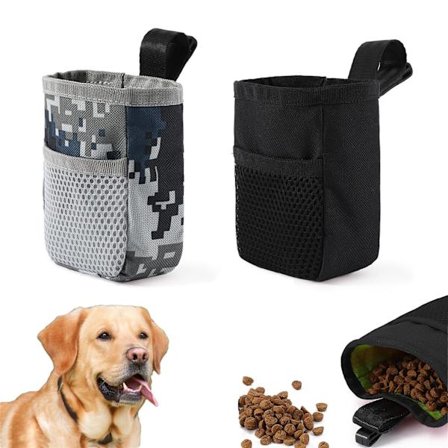 Hundegodbidspose til træning, to pakker, snorclips, holder til affaldsposer, slidstærkt 600D Oxford-stof, lille slikpose til gåture