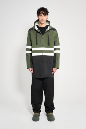 Nockeby Raincoat Black/Green/White