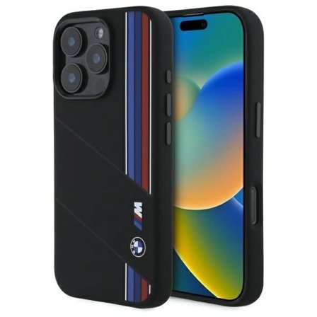 BMW Mobilskal till iPhone 16 Pro MagSafe Silikon Cut Tricolor Lines