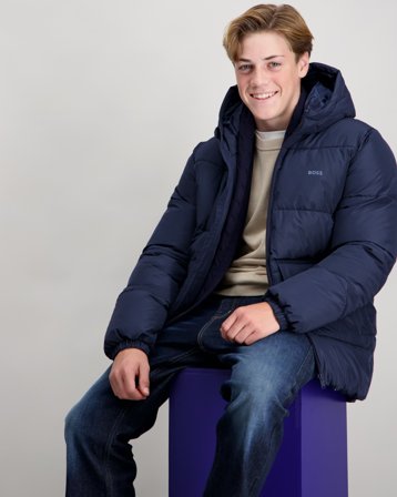 BOSS PUFFER JACKET Niebieski Kurtki Chłopiec - Kids Brand Store
