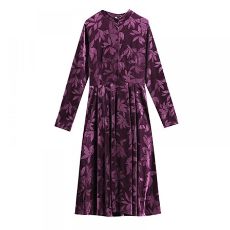 Efterår og vinter langærmet Cheongsam kjole High-end temperament elegant kjole til kvinder (lilla L)