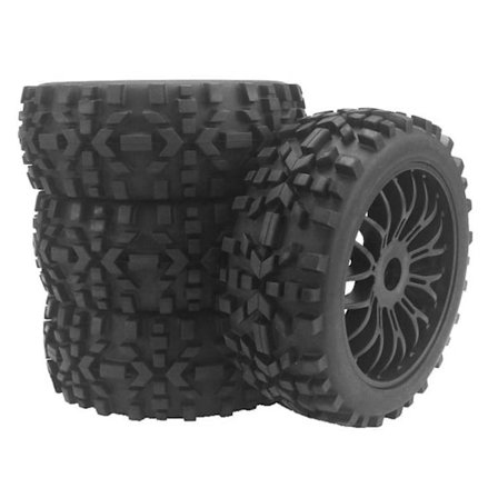 4 stk. RC hjul og dæk med Hex 17mm hjulfælge 1/8 skala off-road bil til 1:8 RC on-road bil