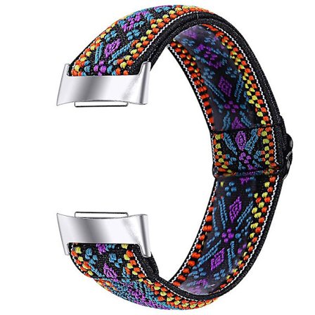 Elastiskt nylonband med justerbart spänne flätat klockarmband för Fitbit Charge 6/5 - 14# (FMY)
