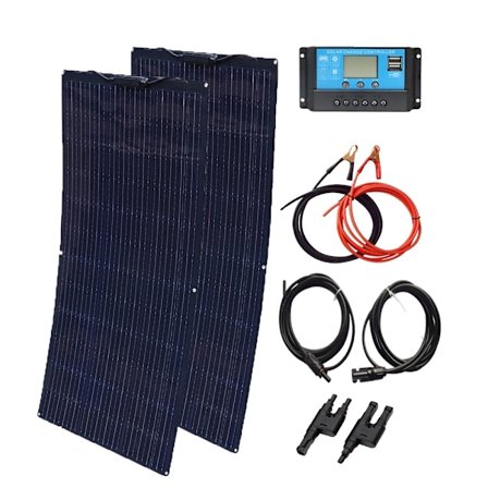 Højtydende Solpanel Kit, 50W/100W Monokrystallinsk, Fleksibelt Design,100W Kit Sort