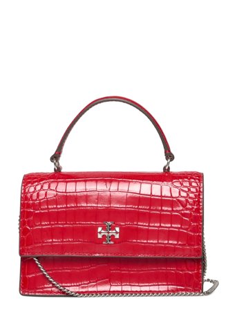 Tory Burch Kira Croc Mini Top Handle Chain Wallet - Red - ONE SIZE