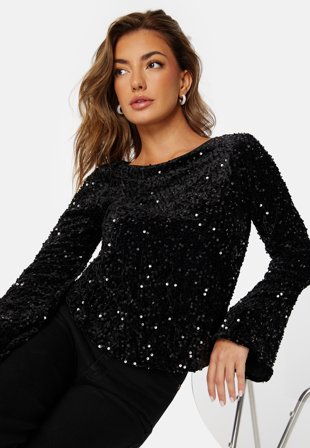 VERO MODA Bella LS Boat Neck Top Black Details: Black Klær