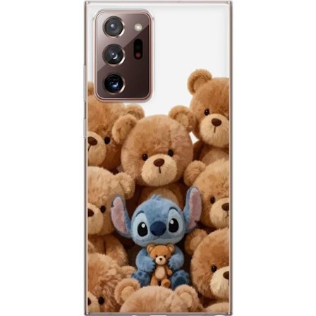 Kompatibel Mobilcover til Samsung Samsung Galaxy Note20 Ultra Sød og sikker illustration med Stitch omgivet af bamser, der skaber en varm og legende