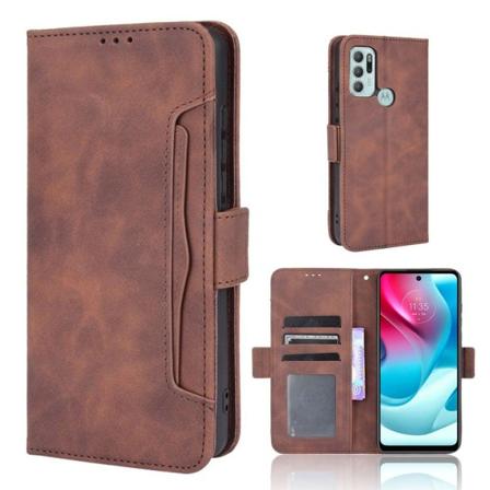 Modern-styled Læder Pung Etui til Motorola Moto G60s - Brun Brown