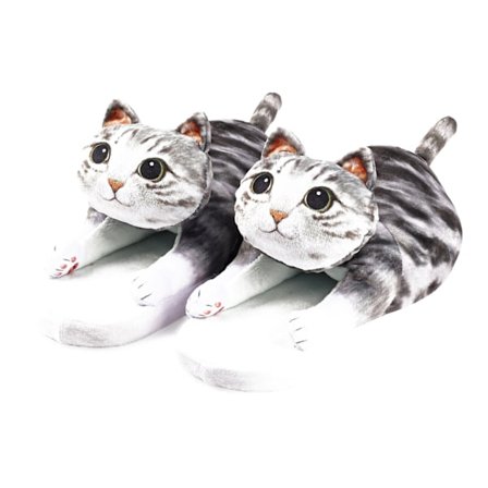 Myke Katt-Topplapper for Kvinner, Komfortable Plysj Varme Slip-on Topplapper