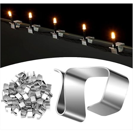 50 krokfester for julelys, dekorative julelysklips, festetilbehør for lyskroker for feriebelysning