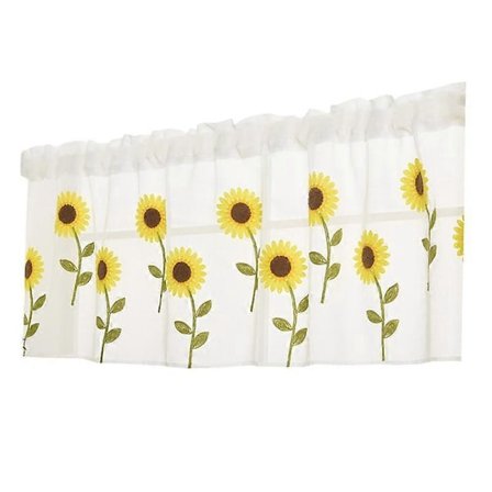 Gardin Solsikke Brodert Dekorativ Polyester Kort Transparent Gardin for Hjemmet