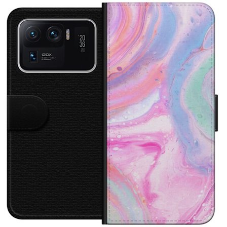 Yhteensopiva Lompakkokotelo Xiaomi Xiaomi Mi 11 Ultra Abstrakti pastellin värinen marmoritaide, jossa on nestemäinen akryyli vaikutus pinkissä, sin
